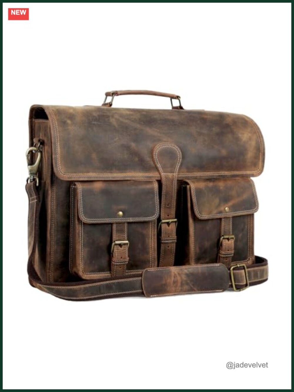 Leather Laptop Messenger Bag 18" Briefcase Office Satchel